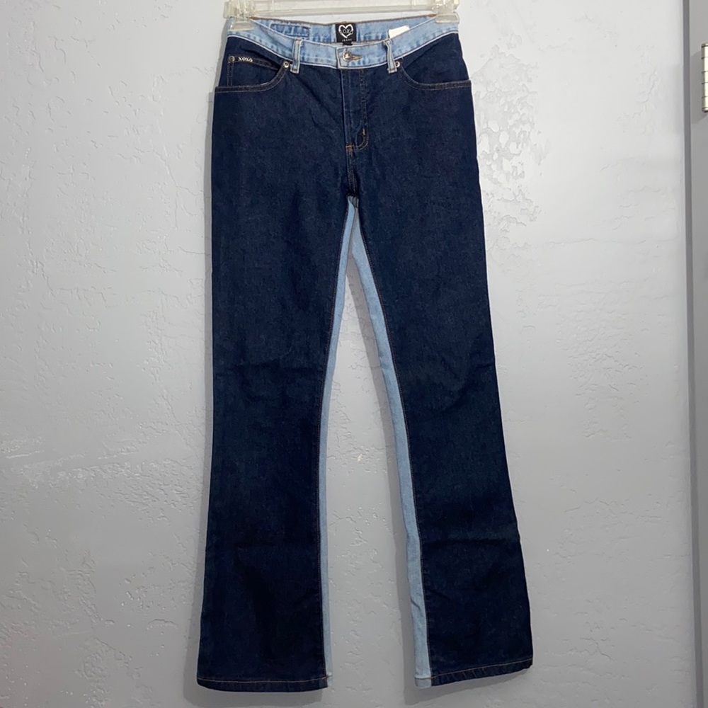 Vintage XOXO Jeans USA Two Tone Contrasting Dark/Light Wash Denim Jeans 5/6